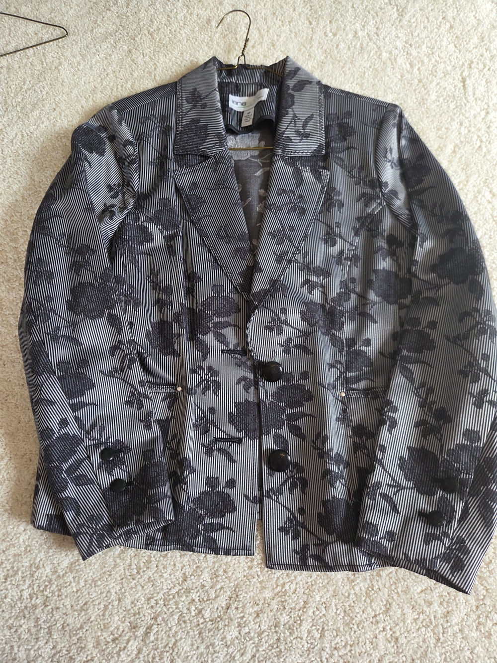 Black Floral Jacquard Blazer - Women